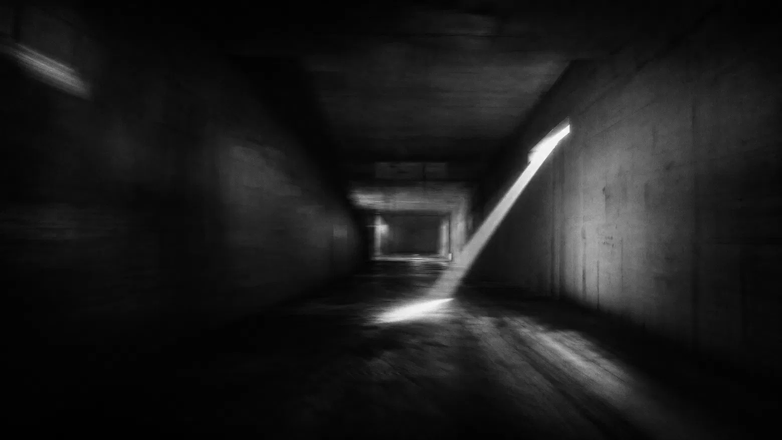 Atmospheric architectural corridor from the OUTTANOWHERE mood direction